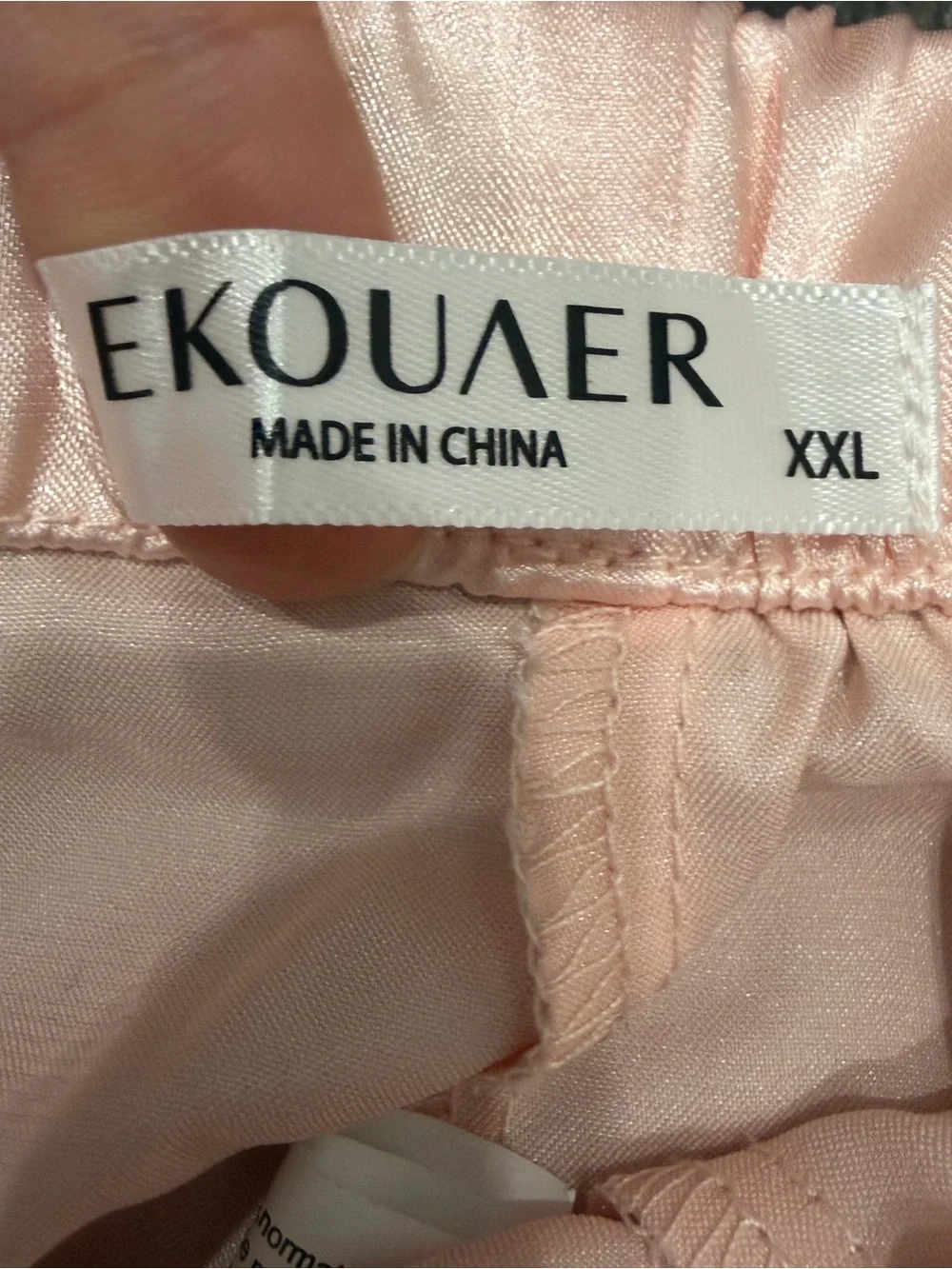 Ekouaer Blush Pink Satin Pajama Set Short Sleeve Top & Shorts XXL